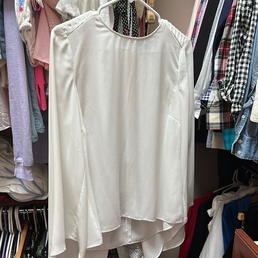 Robert Rodriguez Cream Asymmetrical Long Sleeve Blouse